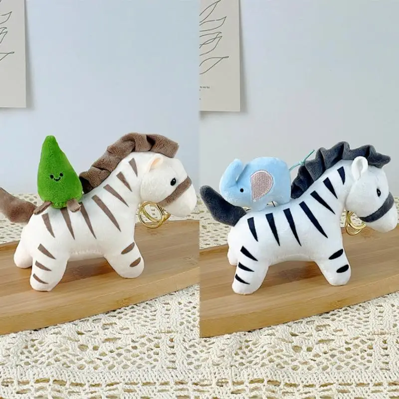 Bonito pullable pelúcia zebra pingente chaveiro kawaii mochila pingente decoração acessórios macio pelúcia boneca brinquedo presentes das crianças