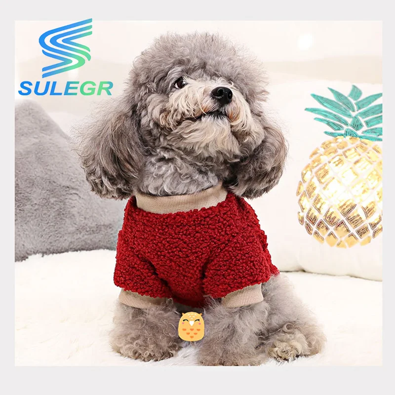 SULEGR Dog Clothes Winter Small Dog Jumpsuits Girl Boy Dog Puppy Sweate Chihuahua Sweater Onesies Pug Brick Red