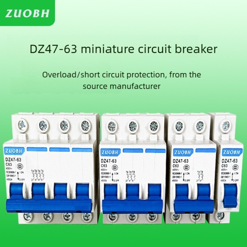  DZ47-63 Miniature Circuit Breaker 2P 6A 10A 25A 50A 63A C45 Air Switch for Electrical Protection 1P 2P 3P 4P Options Available 