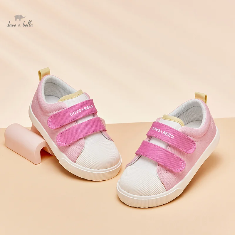 

Dave Bella Baby Girl Spring Child Shoe Pink Casual Flats Toddler Shoes Kids Breathable Canvas Shoes DB1247938