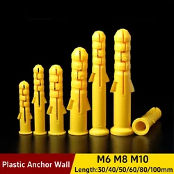 M6 M8 M10 Ribbed Plastic Anchor Wall,Expansion Pipe Tube Rubber Plug,Wall Plugs,Expansion Anchors Drywall Anchors