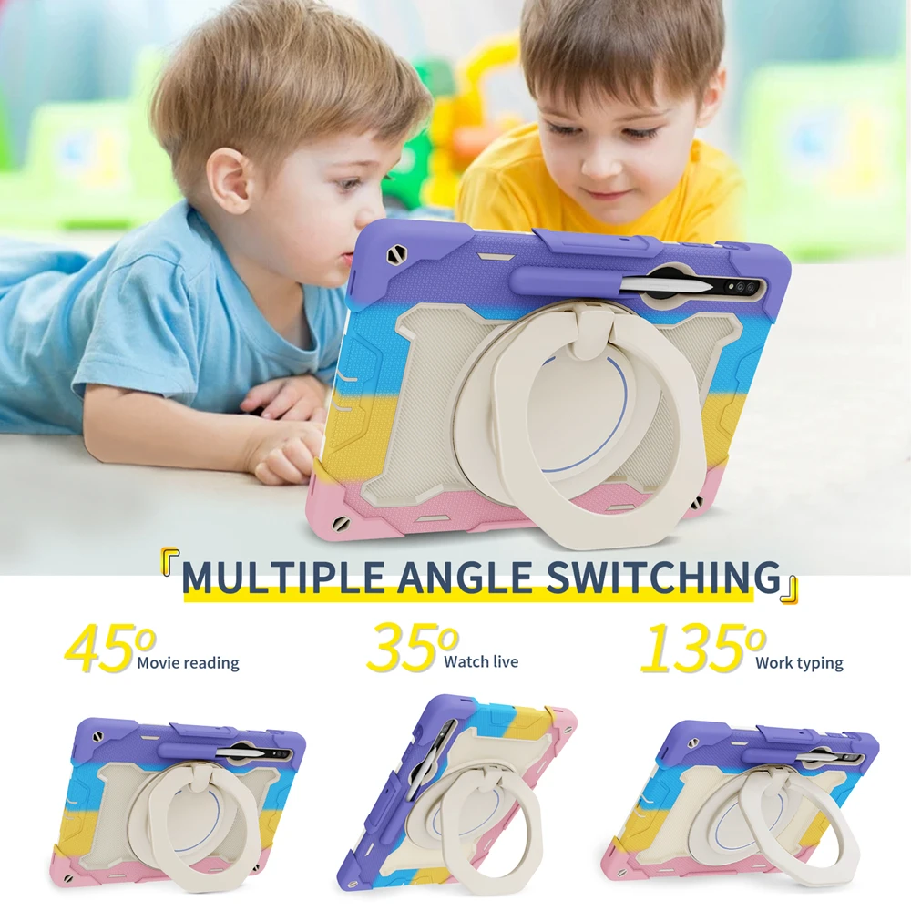 حافظة لهاتف سامسونج تاب S9 بلس FE S8 S7 S6 Lite حافظة مضادة للصدمات لهاتف جالاكسي A7 A8 A9 Plus 360 غطاء لوحي بحامل دوار #6