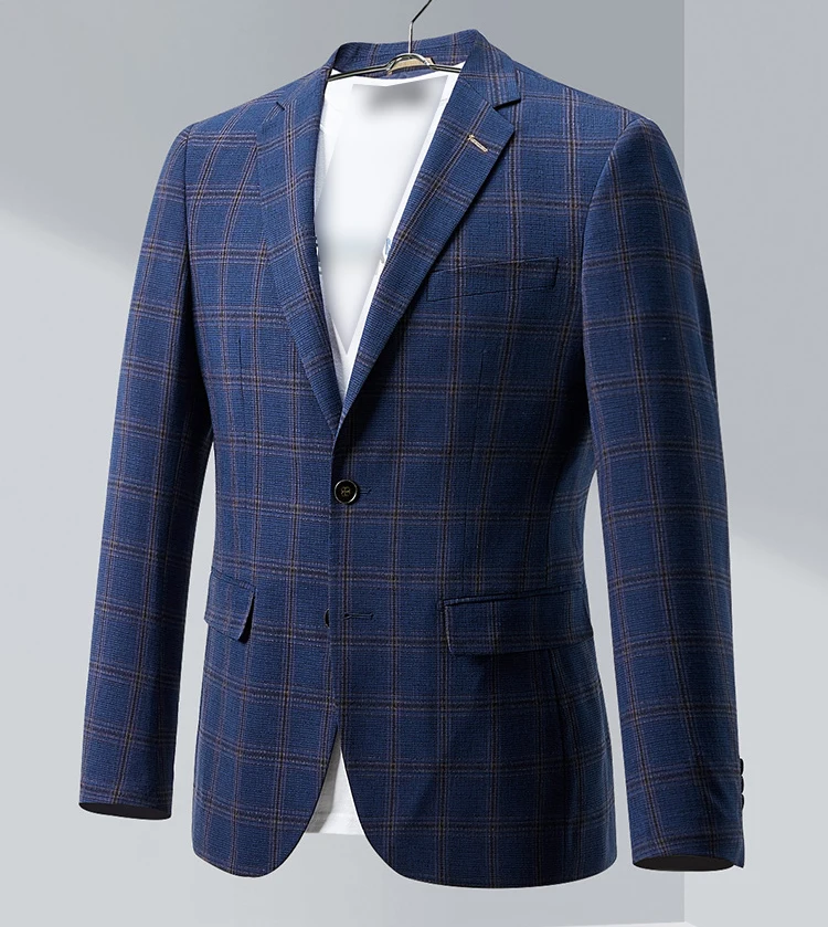 

Новый мужской повседневный костюм в клетку, модный джентльменский тюнет на весну и осень, модная мужская одежда, длинная подставка...