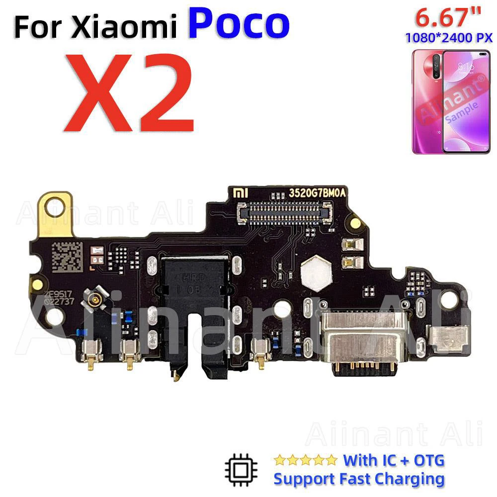 AiinAnt Dock USB Charger Mic Board Connector Charging Port Flex Cable For Xiaomi Poco F1 F2 F3 F4 M2 M3 M4 X2 X3 X4 Pro 4G 5G