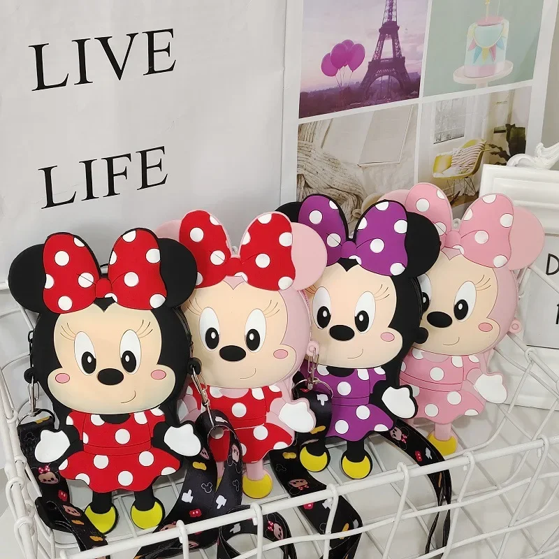 Disney Cute Minnie Mouse Kids Mini Bag Fashion Versatile One Shoulder Crossbody Bags Cartoon Anime Girl Coin Purse Birthday Gift