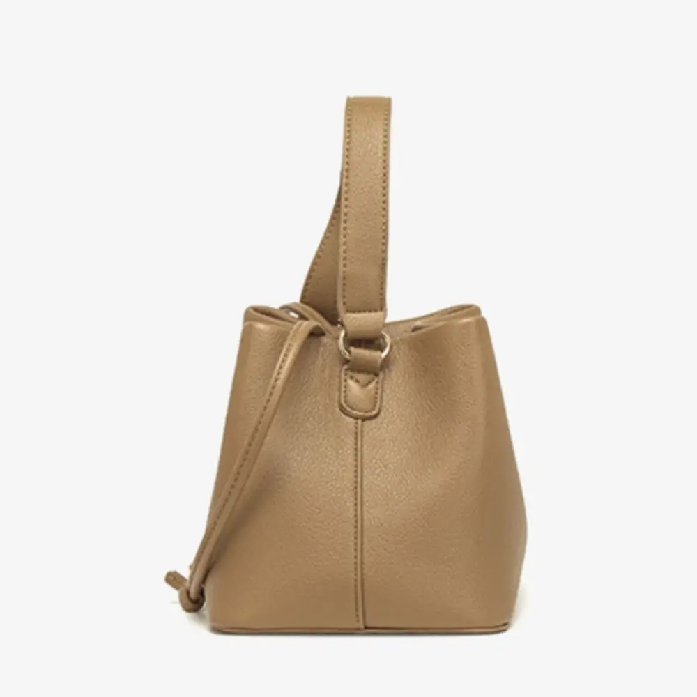 Portable PU Leather Bucket Bag Simple Casual Underarm Bag Solid Color Fashion Crossbody Shoulder Bag Commute
