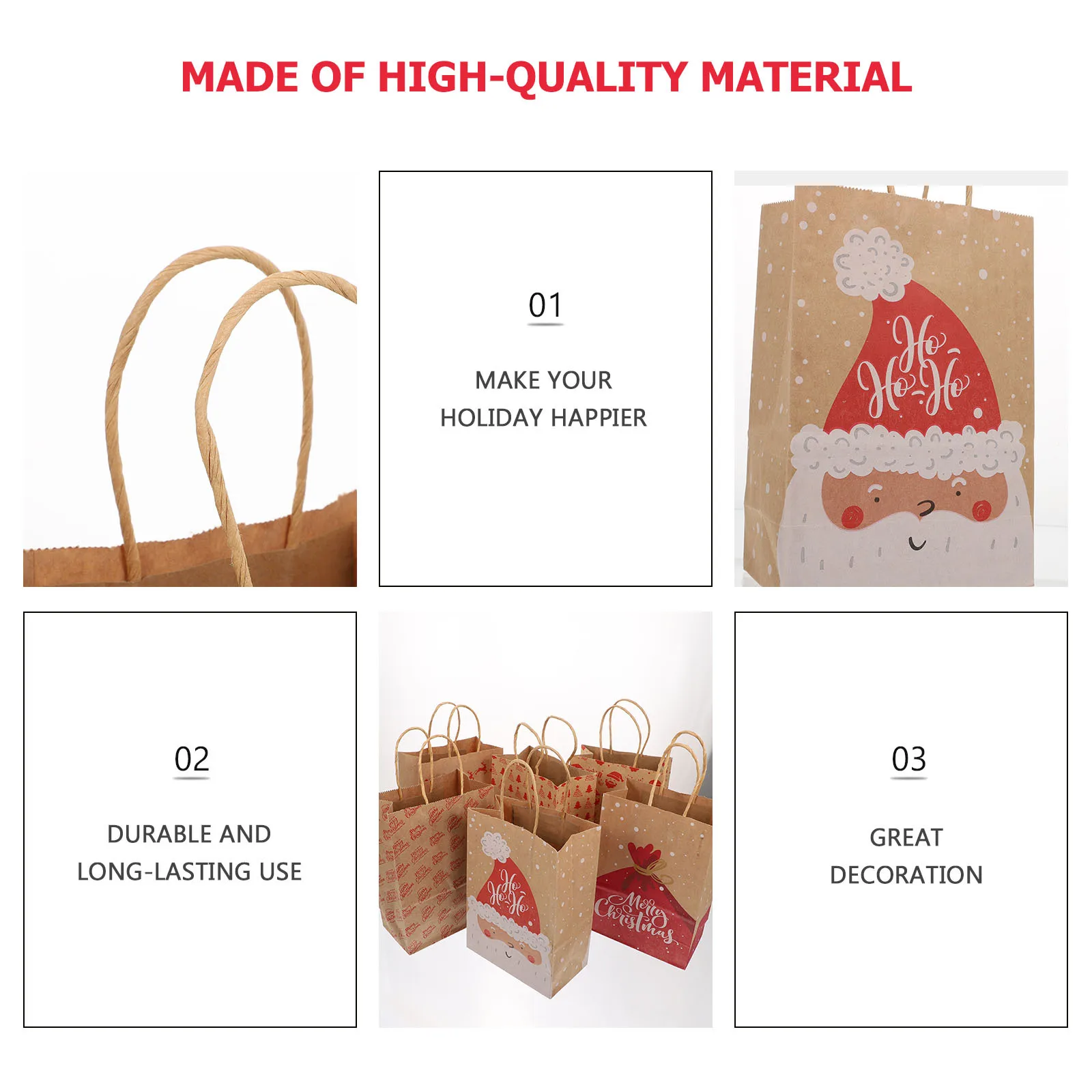 

24Pcs Christmas Paper Gift Bags Creative Tote Candy Storage Packaging Party Supplies Christmas Gift Bag Candy Tote Pouch