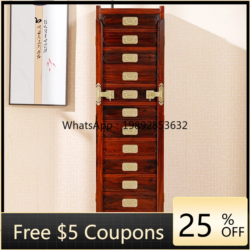 

YFY Redwood Furniture Chinese Style Copper Handle Rosewood File Cabinet Chest of Drawers Storage Cabinet Long Cabinet
