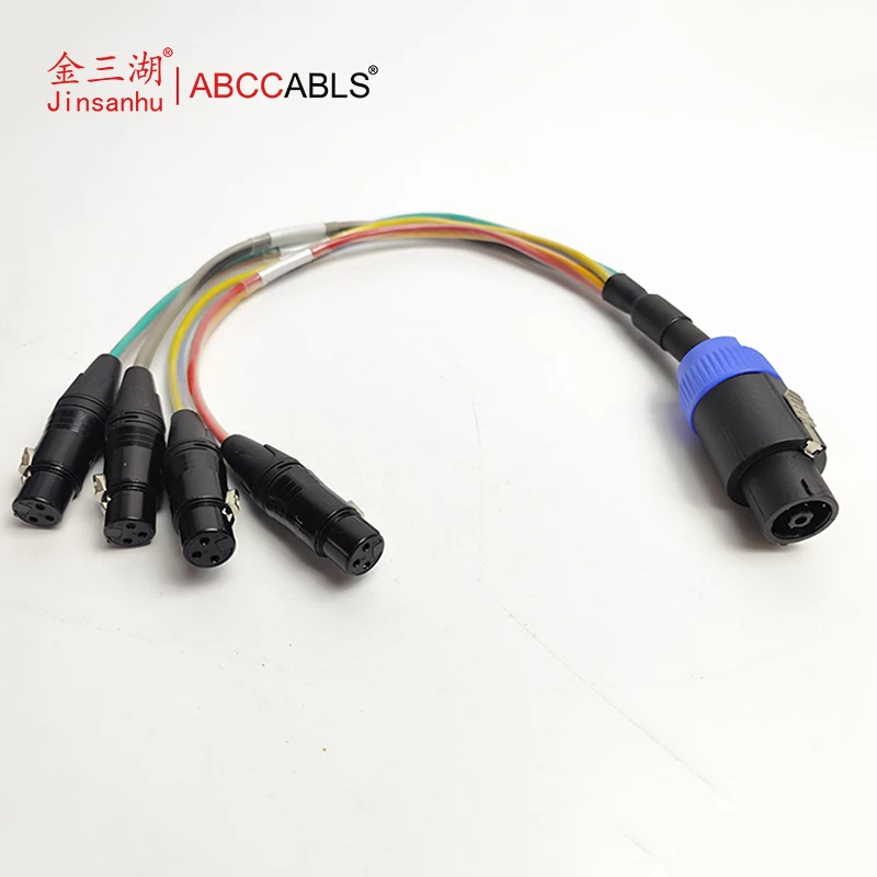 ABCCABLS Speakon NL4 To 4-Port XLR Female Audio Splitter Cable Adapter Cable, Stage Amplifier To Mixer Y Cord