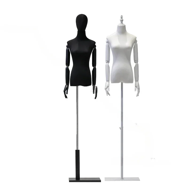 Solid Wood Arm Female Mannequins Cloth Set DIY Clothing Sewing Fabric Female Mannequin Clothing Store Mannequin Display Stand B