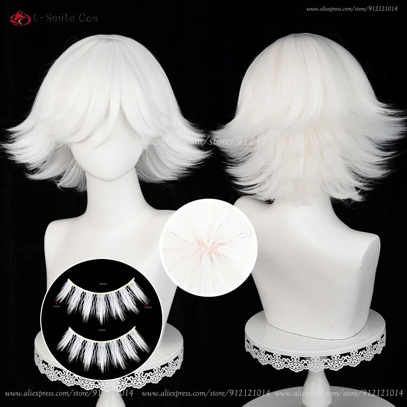 

FC6Anime Mi Zu Ki Cosplay Wigs 33cm Short White Mizuki Cosplay Wig Heat Resistant Synthetic Hair Halloween Party Wig + Wig @FC8！