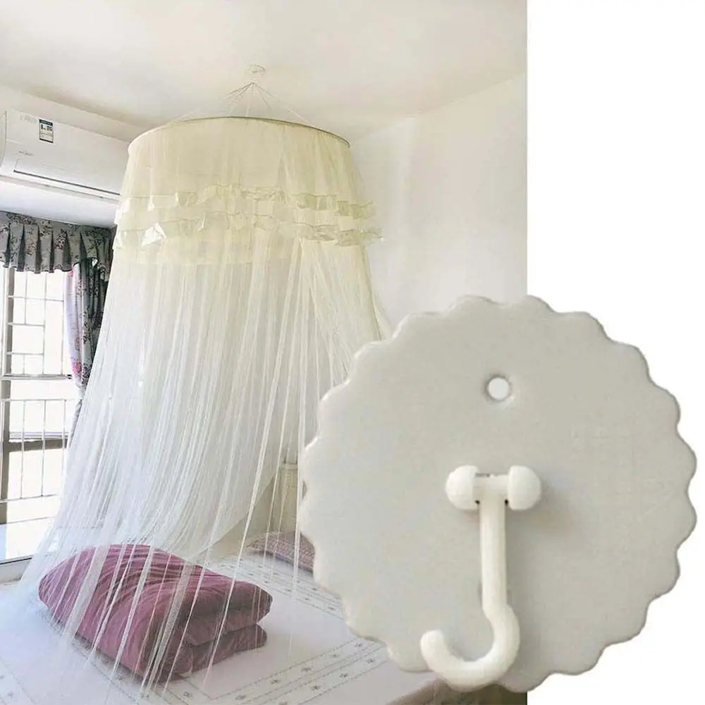 Quality PP Household With Screws And Tape Floor Hooks Wardrobe Mosquito Net Hanger Overhead Hooks Wall Holder Ceiling Hooks
