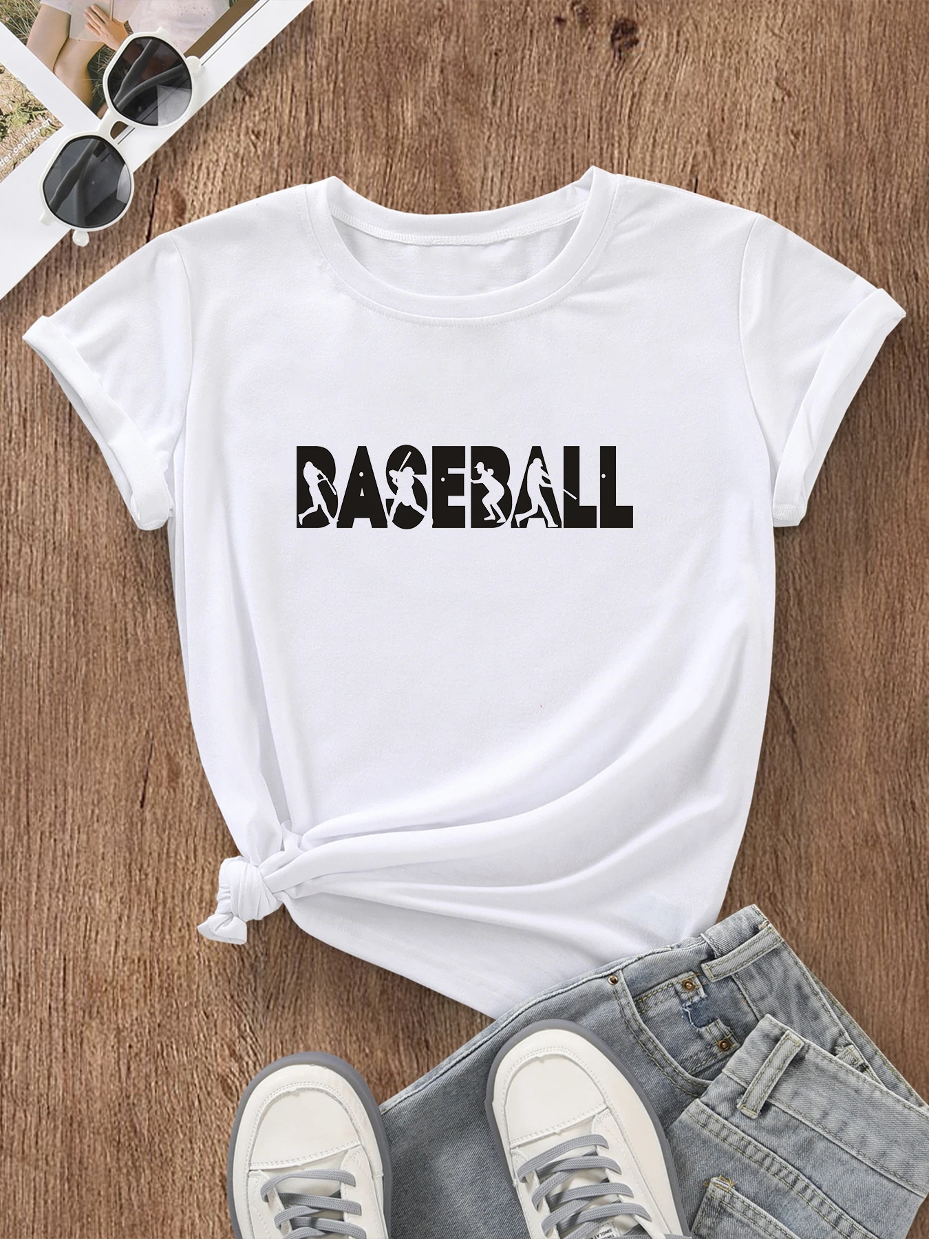 

BASEBALL T-shirt Cotton Gothic grunge style Aesthetic fashion unisex Casual Short Sleeve Tee