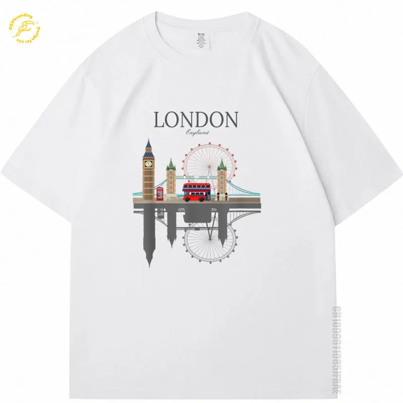 London Souvenir City Vintage británico Reino Unido 2025 camiseta caliente hombres mujeres regalo camiseta de gran tamaño camisetas de hombre ropa con cuello redondo camisetas