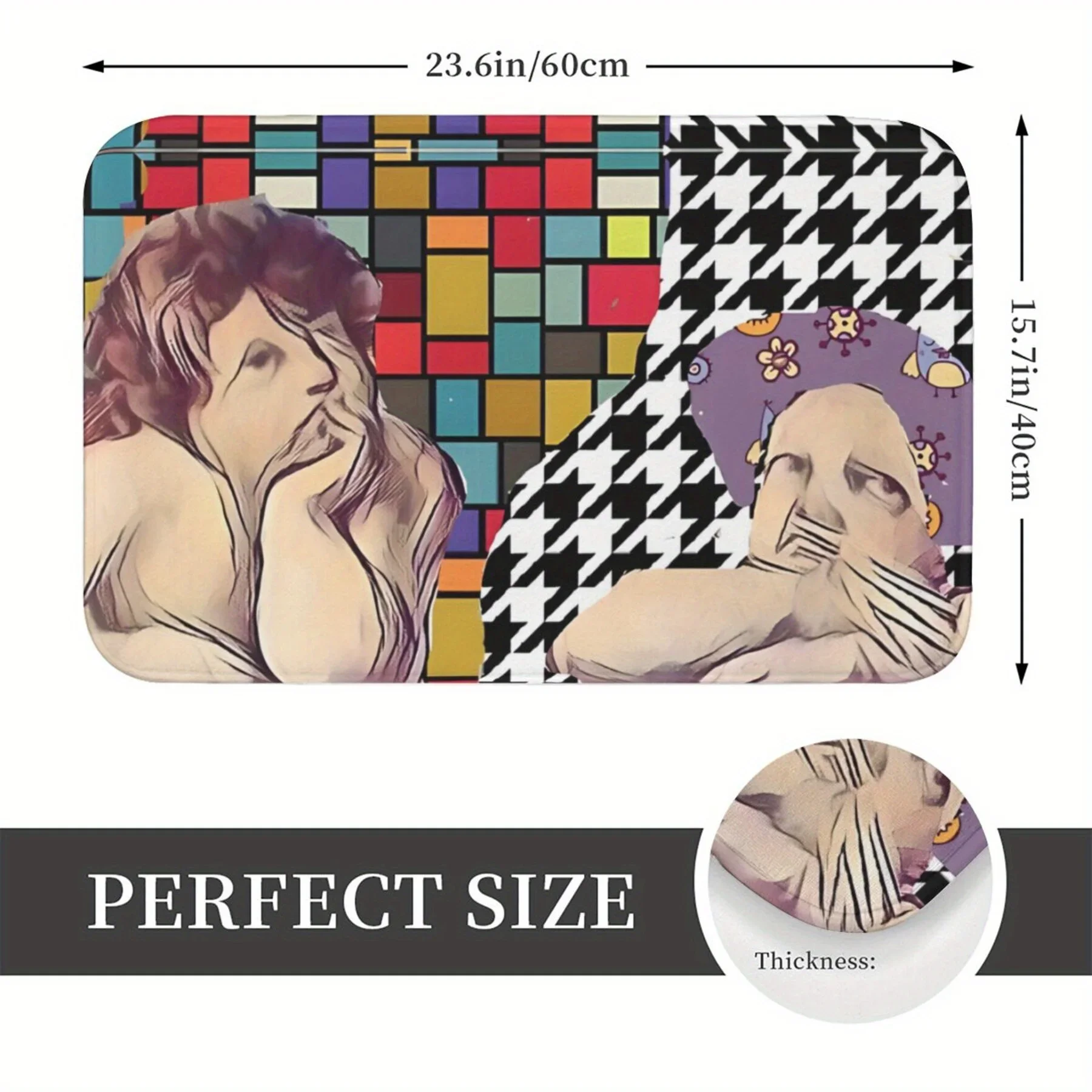 1 ممسحة فنية على طراز لوس أنجلوس - تصميمات هندسية وتصويرية نابضة بالحياة، حصيرة من الفلانيل البوليستر قابلة للغسل في الغسالة لغرفة النوم