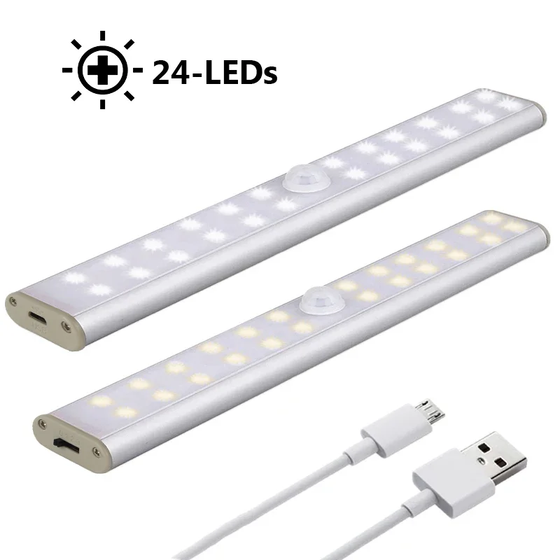 

24/40/60 LEDs PIR LED Motion Sensor Light LED Under Cabinet Night Light Cupboard Wardrobe Bed Lamp For Closet Stairs Kitchen DA