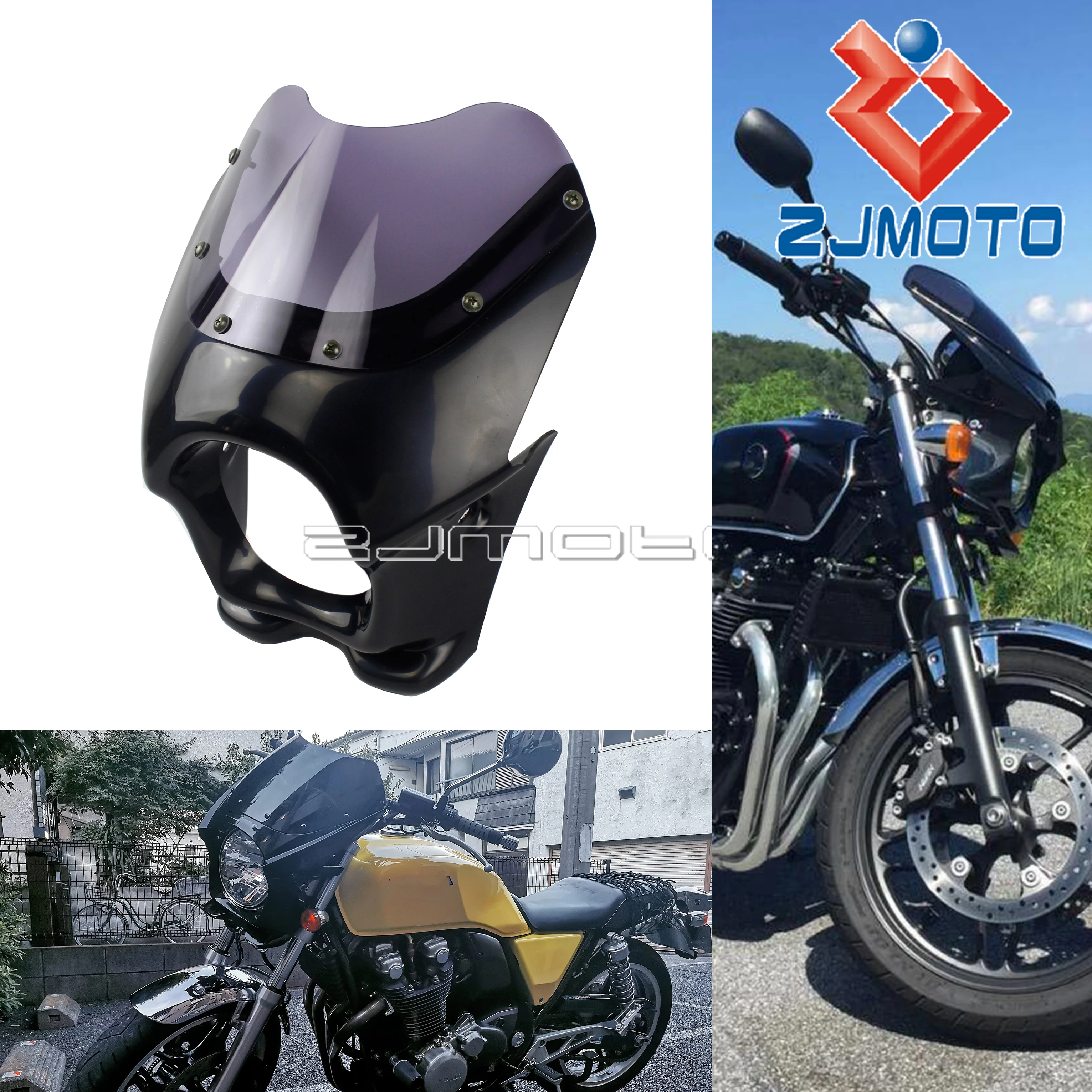 Motorcycle Cafe Racer Headlight Fairing For Honda CB50 DAX ST50 Benri 90 50 125 FTR 223 250 Retro Front Light Fairing Windshield