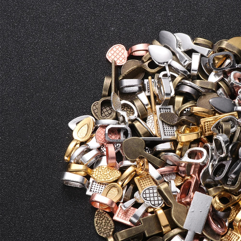 240Pcs Zinc Alloy DIY Jewelry Pendant Shovel Flat Pad Glue on Bails for Resin Cameo Photo Jewelry Making Accessories