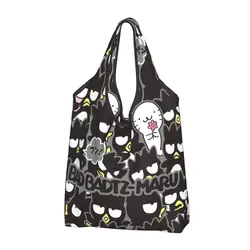 Custom Reusable BAD Badtz-Maru Sanrio Cartoon XO Child Shopping Bag Women Tote Bag Portable Groceries Shopper Bags