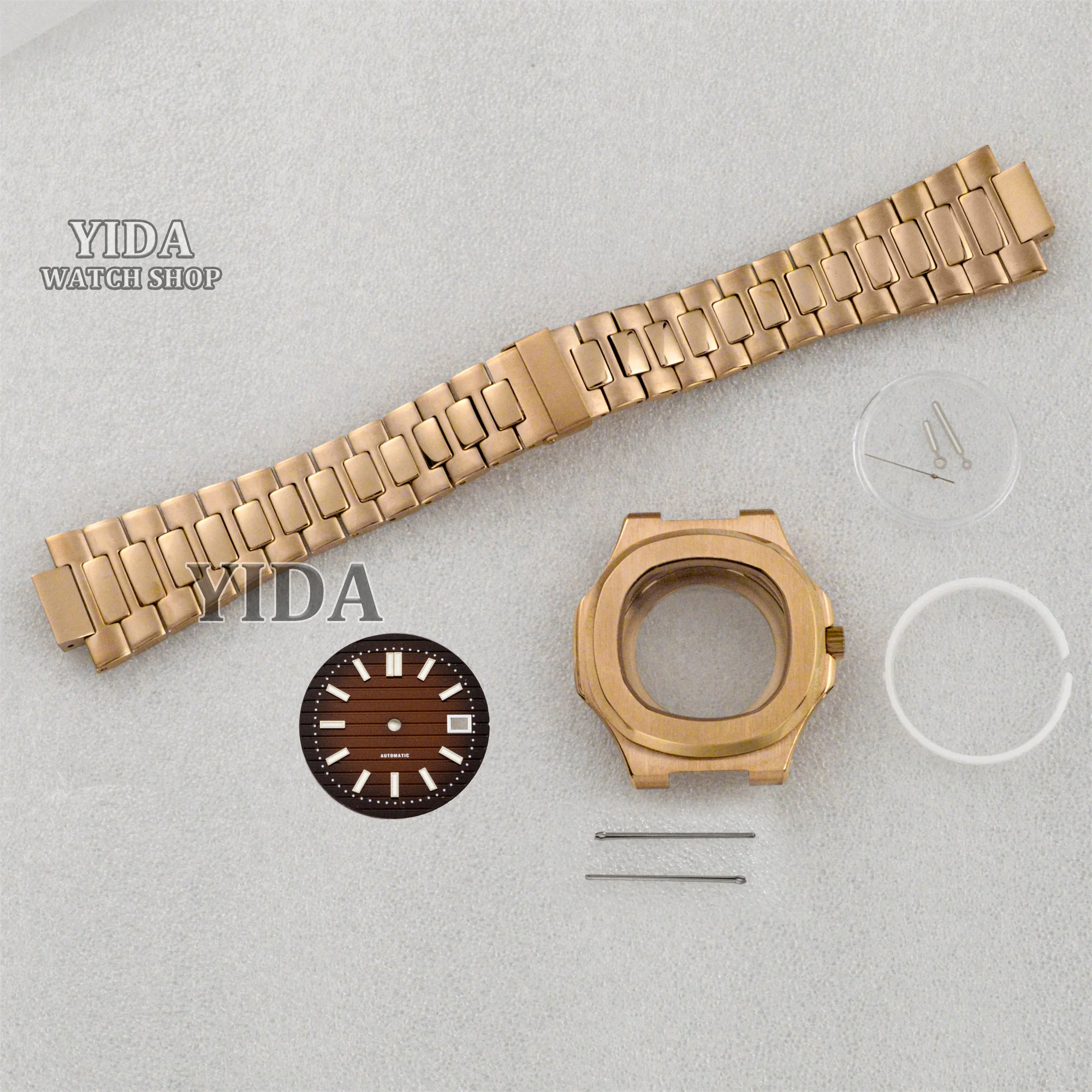 

316L Stainless Steel 41mm Watch Case Strap 30.5MM Face Green Luminous Pointers For NH35 Automatic Movement Nautilus MOD Replace