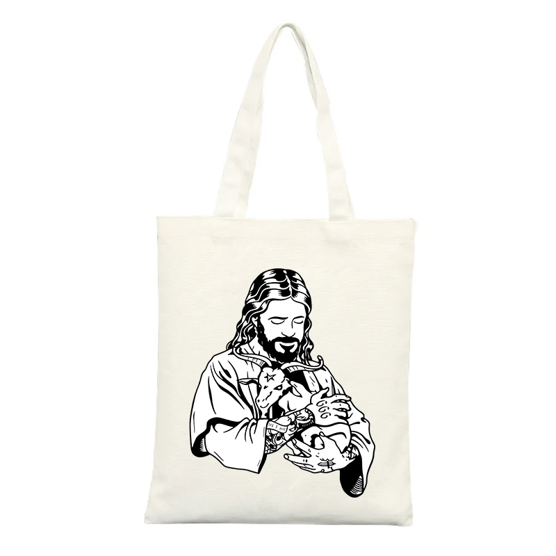 Unisex Canvas Tote Bag with Bearded Figure Graphic, Streetwear Style for Casual Daily Use