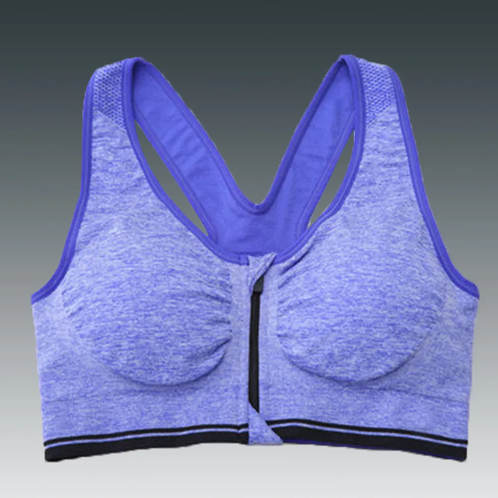 Women's Front Zipper Bra Xl Padded Push Up Wirefree Breathable Running Gym Fitness Bra Support Bras