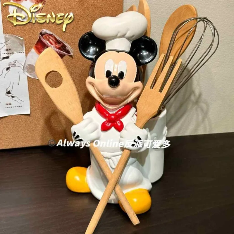 

Disney Mickey Mouse Chef Storage Barrel Desktop Makeup Brush Pen Holder Cartoon Mickey Decoration Home Decora Kawaii Gifts Toys