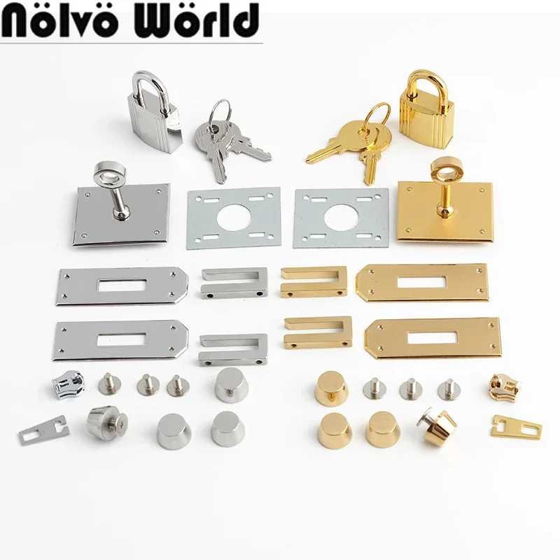 

Stainless Steel Metal Clasp Key Locks Padlock For Handbags Shoulder Purse Turn Twist Lock Buckles Closure Clasp Bags Accessories