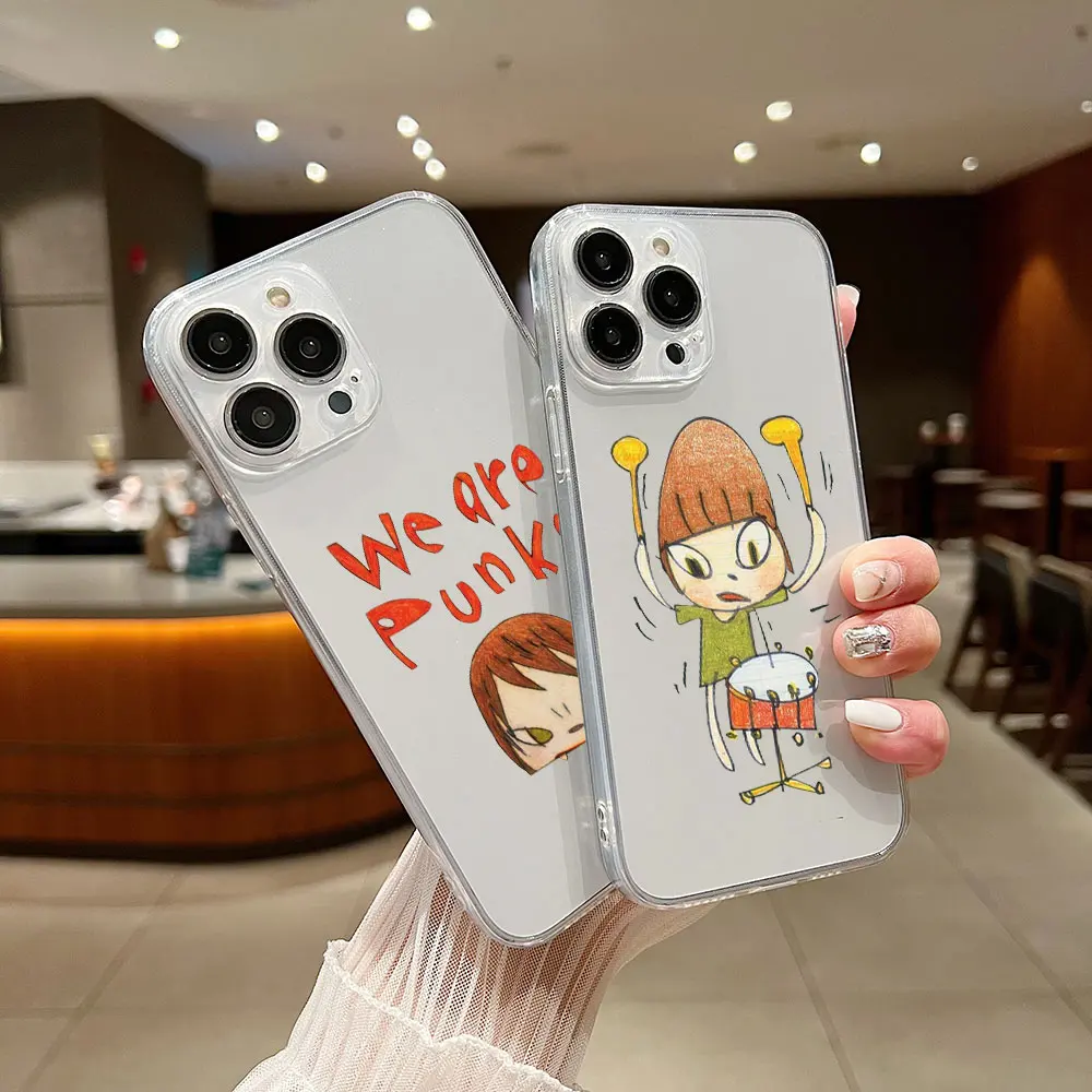 Yoshitomo Nara Art Phone Case For iPhone 15 14 13 12 11 Mini Pro Max X XR XSMax 6S 6 7 8 Plus SE20 Transparent Cover