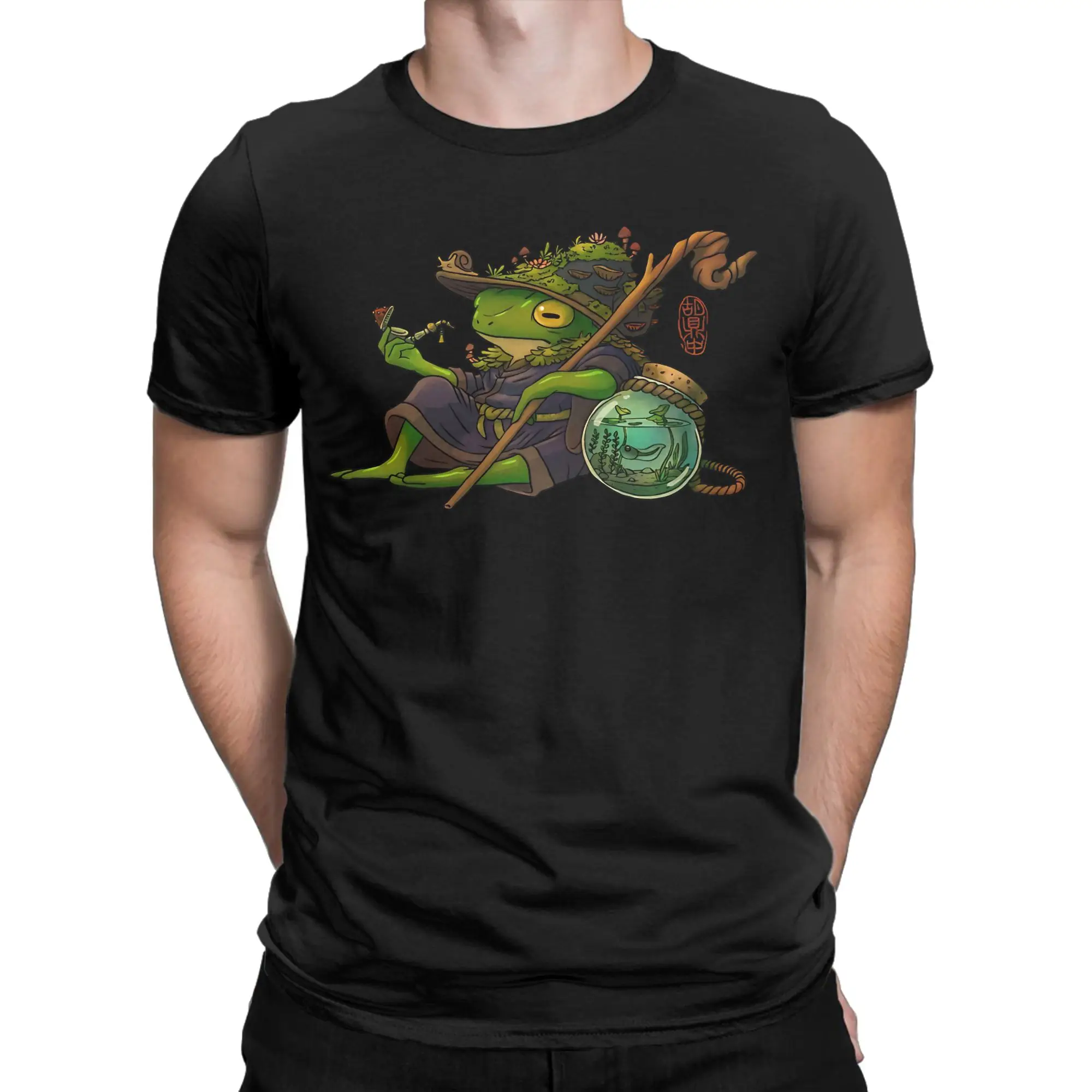 wise wizard frog and his son T Shirt Summer  Cotton T-Shirts For Male Hip Hop Pattern Tee Shirt Short-Sleeved Y2K Fun Tees
