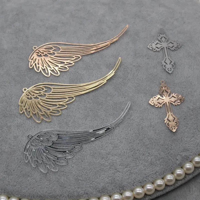 DIY Lolita Crown Copper Foil Hollow Butterfly Wing Material Stainless Steel Cross Bridal Staff Metal Filigree