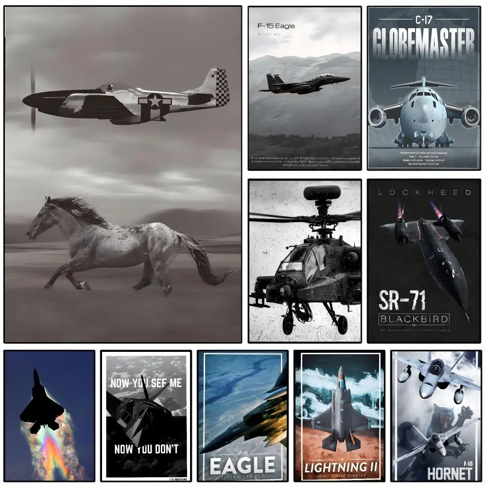Dreaming A-American Fighter Jet Poster Self-adhesive Art Waterproof Paper Sticker Coffee House Wall Decor