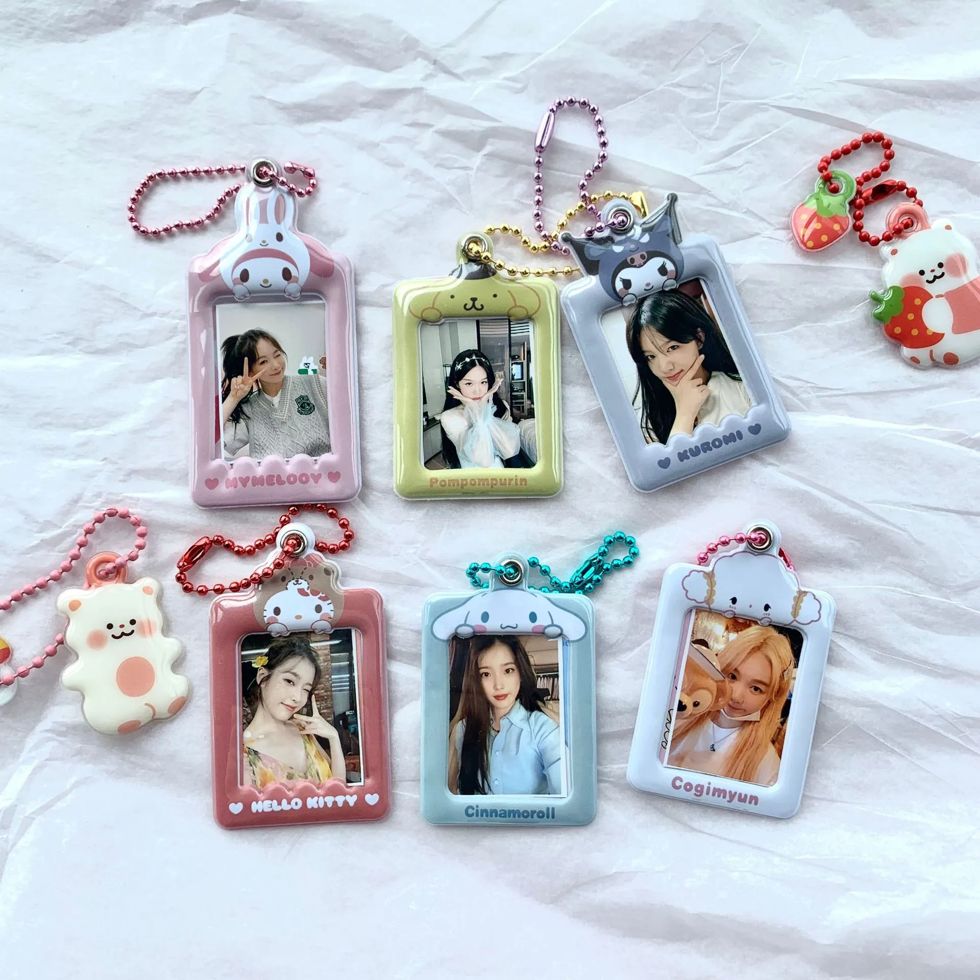 Étui de protection pour téléphone portable, sac de protection pour téléphone, porte-clés de voiture, Kawaii Sanrios, Sweet Korean ID Photo, Kuromi