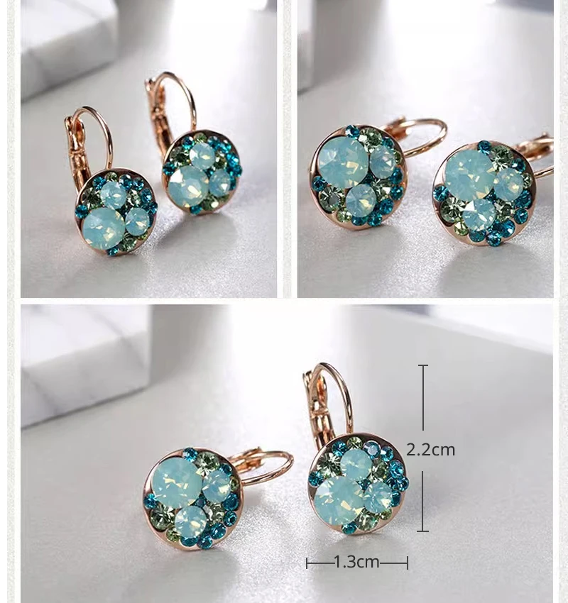 Fashion Crystals Dangle Earring Gold Silver Color Jewelry Bella Round Dorp Piercing For Women Party Wedding Bijoux