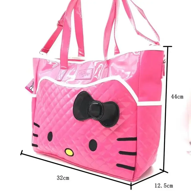 2024 New Hot Selling Sanrio Hello Kitty Women\'s Shoulder Bag Girl Cartoon Fashion Pu Waterproof High Capacity Convenient Handbag