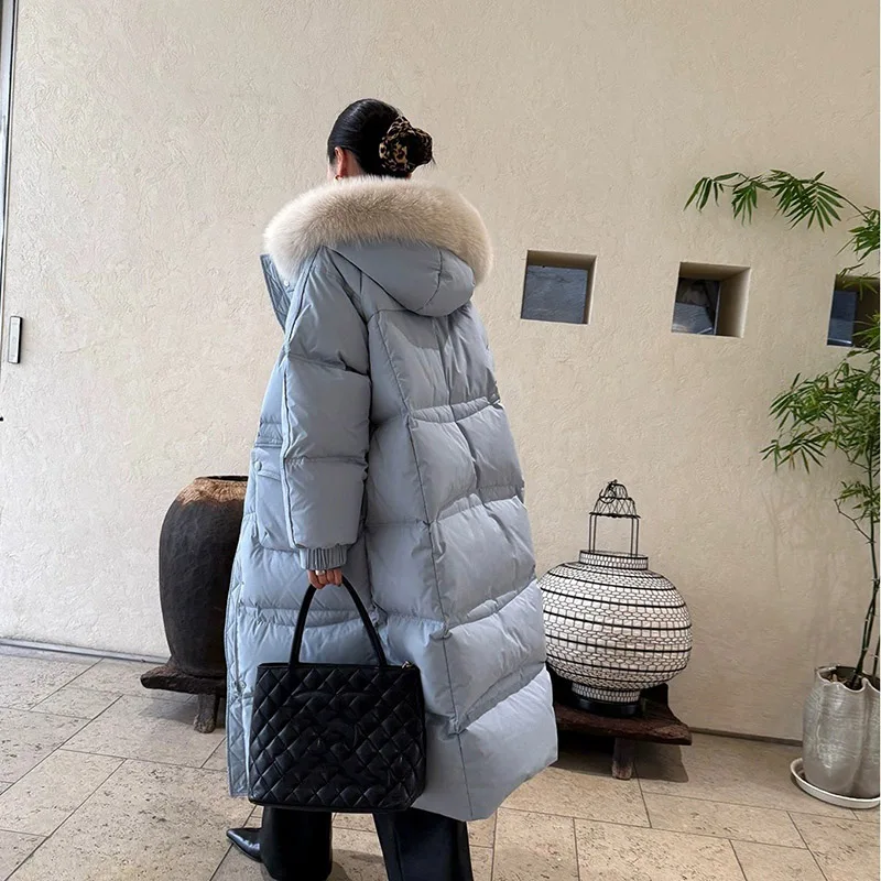 

90 White Duck Down Warm Winter Natural Fur Collar Women Down Jacket 2025 New High Quality Hooded Women Down Jacket Parker H776