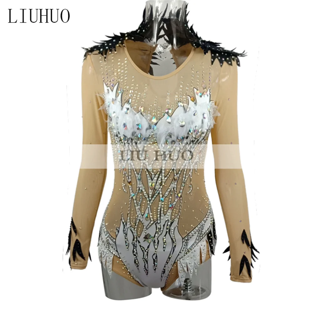 LIUHUO Figure Skating Dress Women's Girls' Ice Performance Rhythmic Gymnastics Competition Leotard Dance Ballet Black Aerobic
