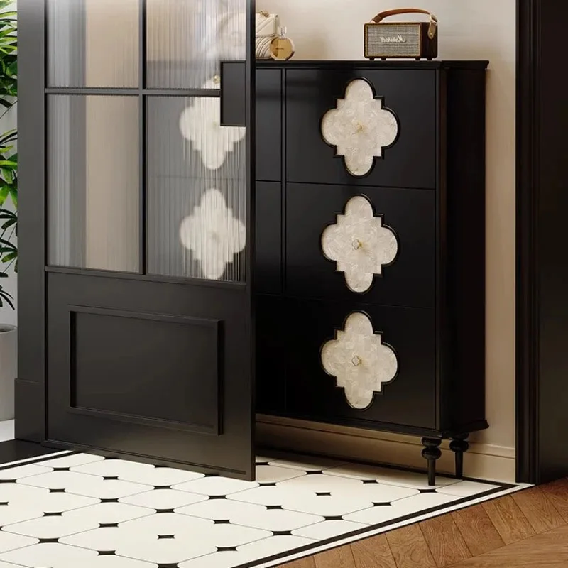 ديكور الغرفة رف الأحذية خمر الشمال خشبية رقيقة فاخرة المدخل رف الأحذية غرفة المعيشة العمودي موبليس أثاث موفر للمساحة