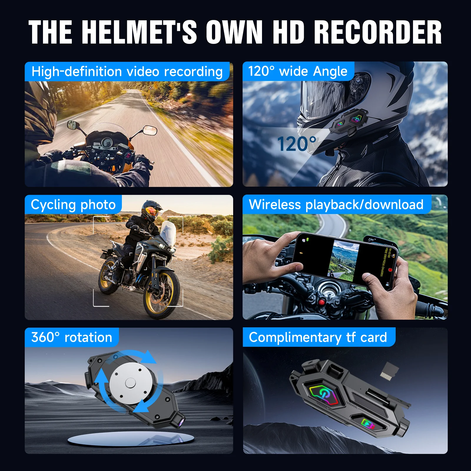 C8MAX Bluetooth Motorcycle Intercom Helmet Headset Group Stereo Headphone FM Radio Motorbike Dash Cam Moto Auto 1080P