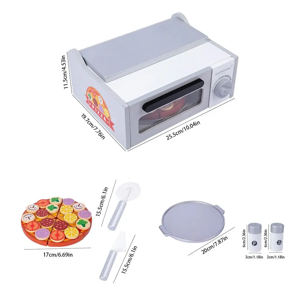 Multicolorido montessori brinquedos de madeira jogando casa simulação pizza forno brinquedos diy dos desenhos animados pizza cedo brinquedos educativos jogo