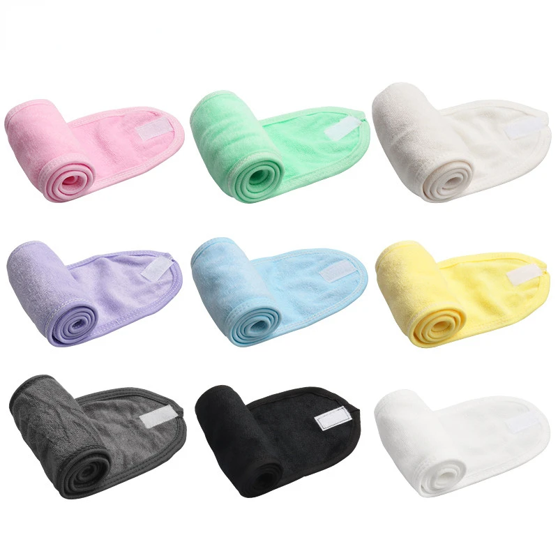 

Makeup Hairband Eyelashes Extension Spa Facial Headband Makeup Wrap Head Terry Cloth Headband Stretch Towel with Magic Tape