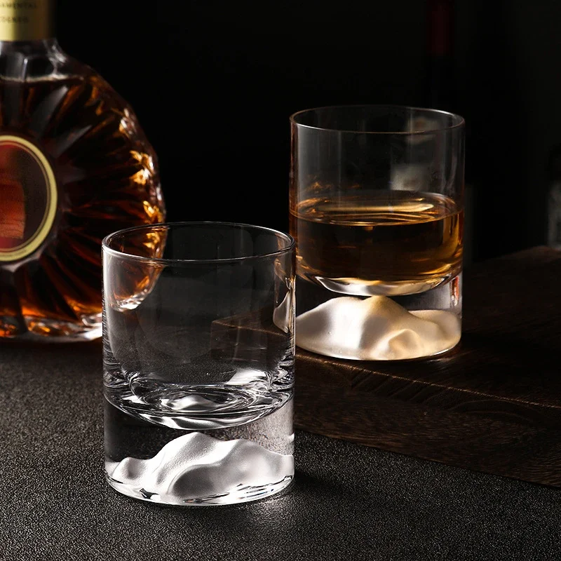 Super Heavy Bottom Whiskey Cup Old Fashioned Drinkware Snow Mountain Wine Tumbler Household Crystal Whisky Glass Brandy Beer Mug
