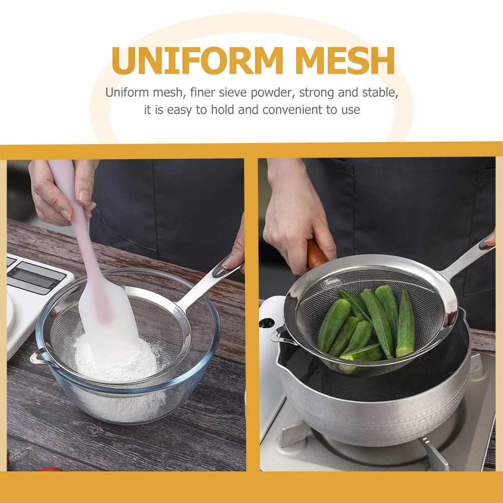 

Stainless Steel Mesh Sieve Multi-Function Flour Sifter Easy Hold Convenient Strainer Home Kitchen Accessory Mesh Strainer
