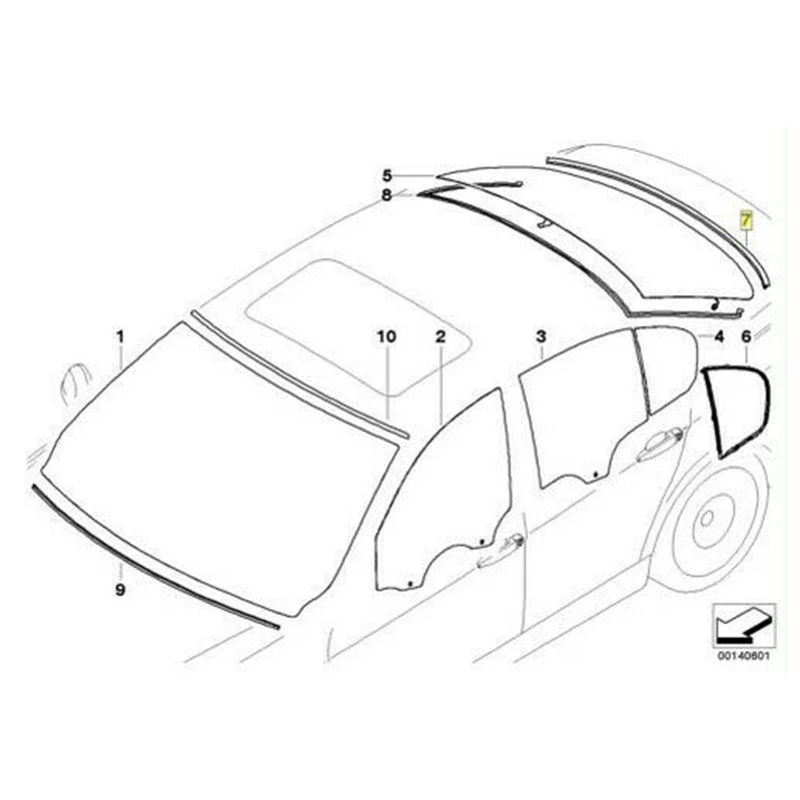 

#665K Rear Window Windshield Moulding Seal 51317138664 for -BMW 3 Series E90 (Black)
