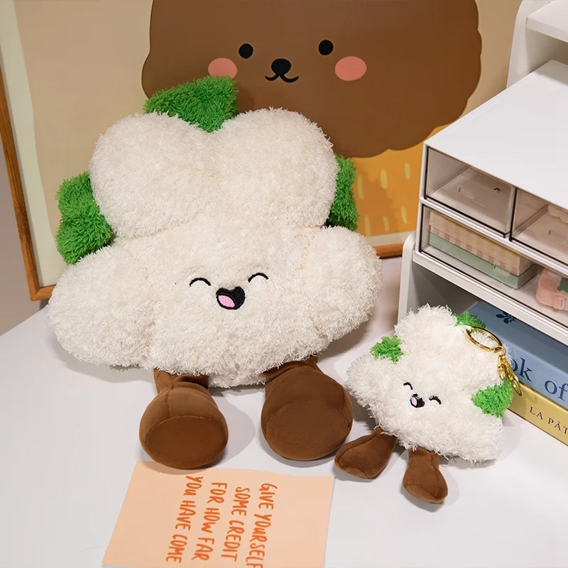 Kreatywna kreskówka uśmiech Cauliflower pluszowe zabawki miękkie śliczne Peluche warzywa zabawka Kawaii brelok do plecaka wisiorek piękny prezent