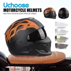 2023 New Scorpion Helmet Retro Motorcycle Cascos Moto Locomotive Personality Multi-purpose Combination Helmet Half Helmet