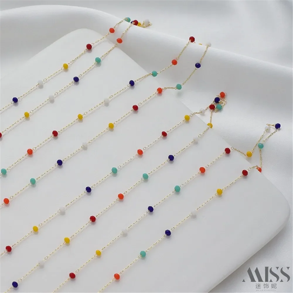 14K Gold-plated Small 0-chain Separated Bead Chain Loose Chain DIY Handmade Decorative Chain Bracelet Necklace Accessory Materia