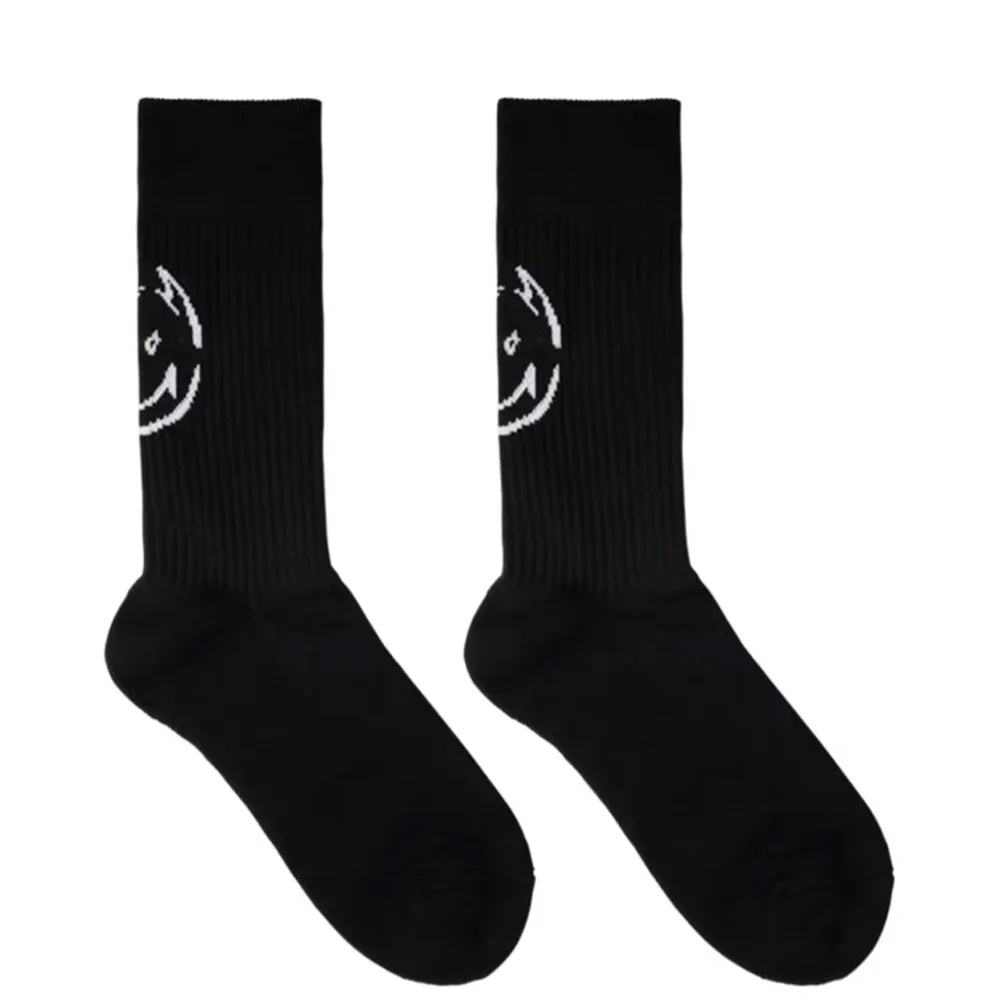 

Men's Black Imp Print Towel Sole Sports Socks Combed Cotton Trend Men's Fitness Socks