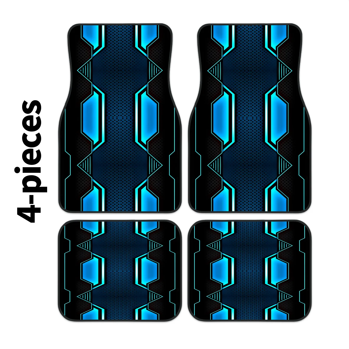 4pcs Set High-Tech Geometric Pattern Car Floor Mats | Easy To Clean, Decorative And Protective Additions For Driving Position, S