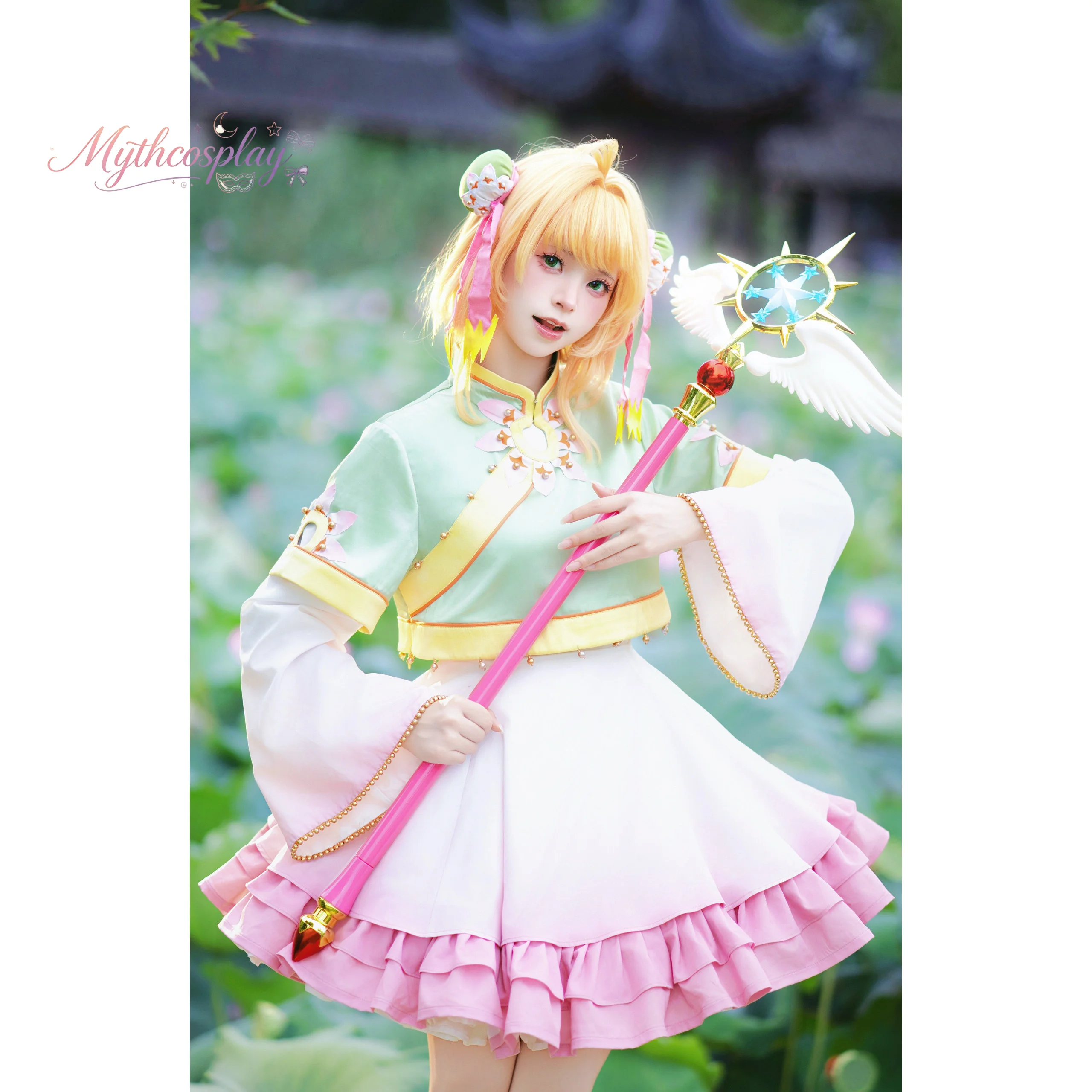 Sakura Kinomoto Cosplay Costume Cardcaptor Sakura Sakura Lotus Flower Costume for Halloween Carnival Party MythCosplay